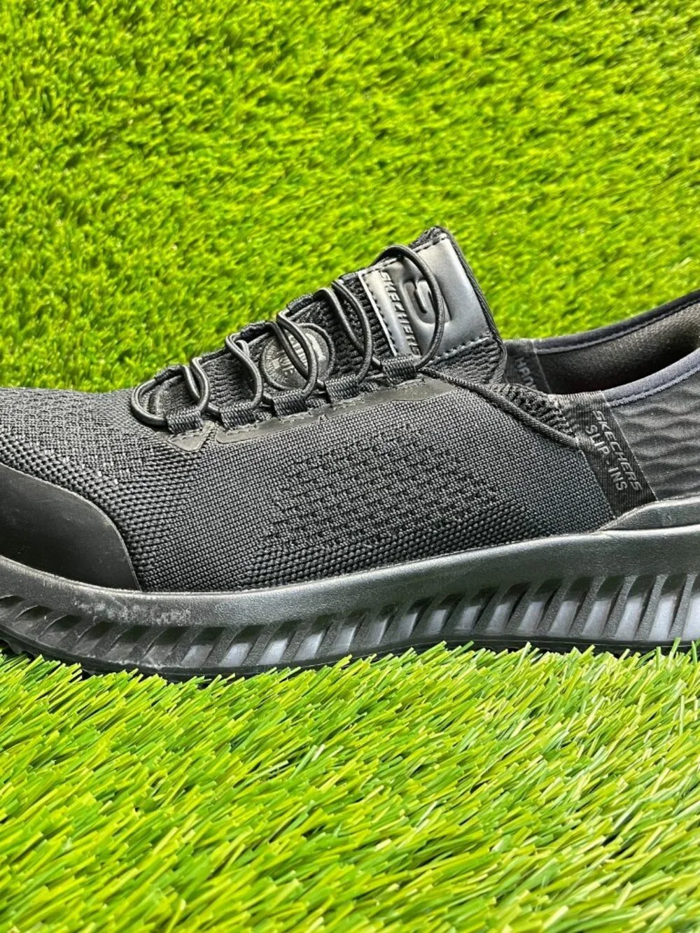 Skechers‎ Tilido-Fletchit Mens Size 7E Black Composite Toe Work Slip-Ins Shoes